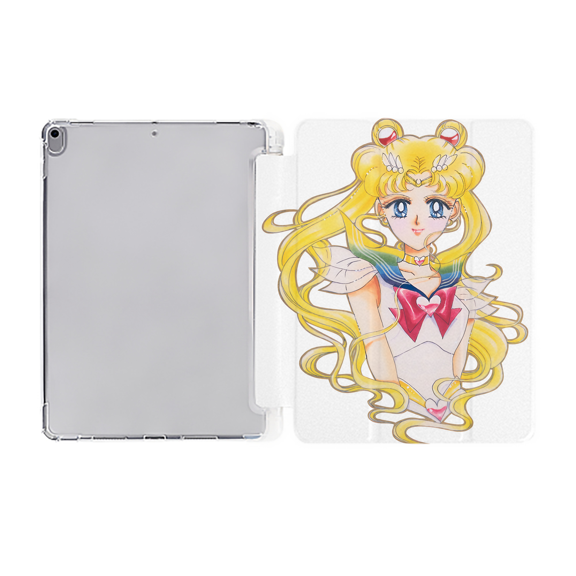 （画像用） 美少女戦士セーラームーン 月野 うさぎ つきの うさぎ Sailor Moon Tsukino Usagi IPad ケース ペン収納付き 三つ折りスタンド PUレザー×シリコン 対応機種9.5/10.5/10.9インチ